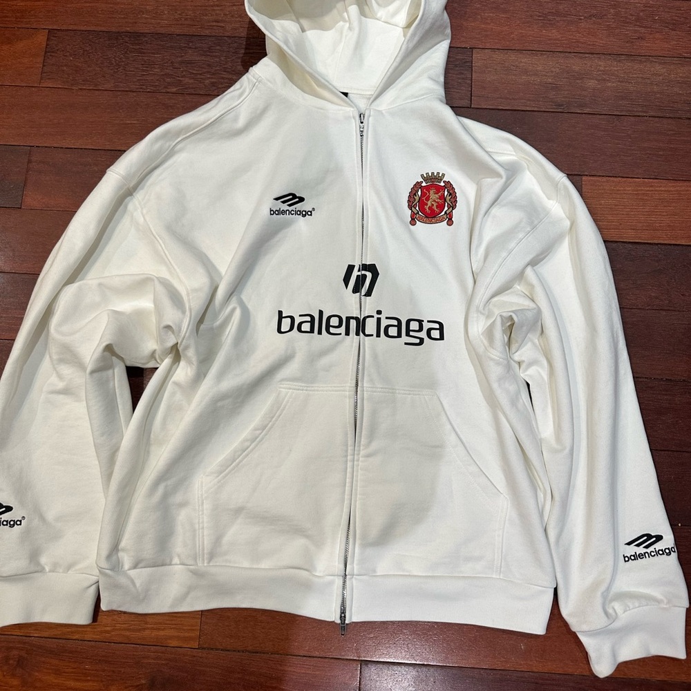 Balenciaga White Zip-Up Hoodie